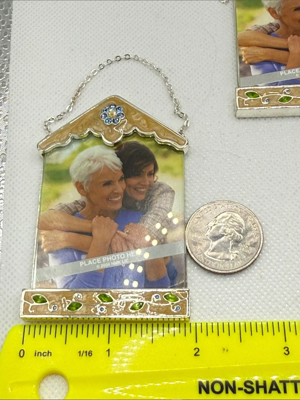 3 Hallmark Hanging Photo picture Frames mini enamel rhinestones bling family VTG